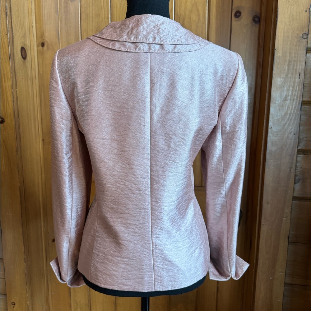 Dusty Pink Kasper Jacket with Rosette Accent & Vintage Faux Jeweled Buttons (12) - Picture 5 of 17